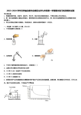 2023-2024学年甘肃省白银市白银区化学九年级第一学期期末复习检测模拟试题含解析.doc