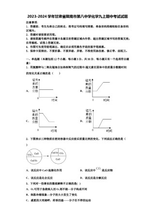 2023-2024学年甘肃省陇南市第八中学化学九上期中考试试题含解析.doc
