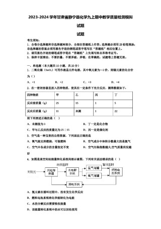 2023-2024学年甘肃省静宁县化学九上期中教学质量检测模拟试题含解析.doc