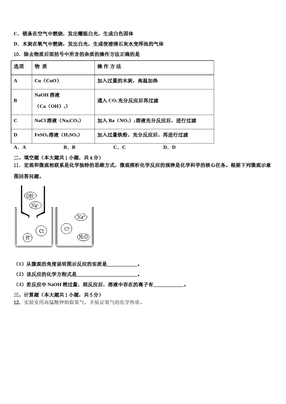 2023-2024学年福建厦门大同中学化学九上期末复习检测模拟试题含解析.doc_第3页