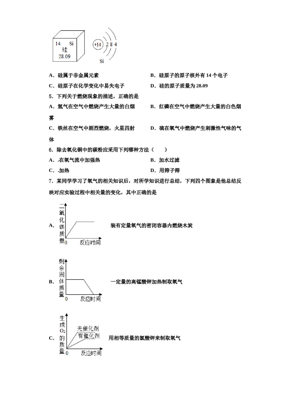 2023-2024学年福建厦门第一中学九年级化学第一学期期中学业水平测试试题含解析.doc_第2页