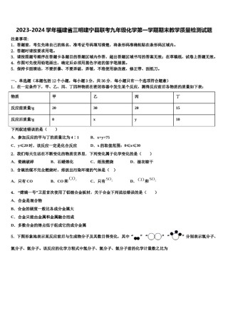 2023-2024学年福建省三明建宁县联考九年级化学第一学期期末教学质量检测试题含解析.doc