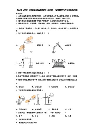 2023-2024学年福建省九年级化学第一学期期中达标测试试题含解析.doc
