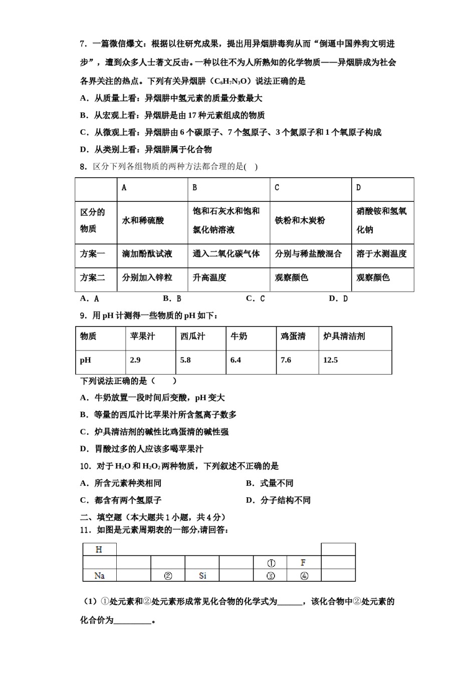 2023-2024学年福建省厦门外国语海沧附属学校九年级化学第一学期期中教学质量检测模拟试题含解析.doc_第2页