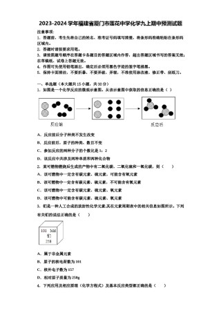 2023-2024学年福建省厦门市莲花中学化学九上期中预测试题含解析.doc