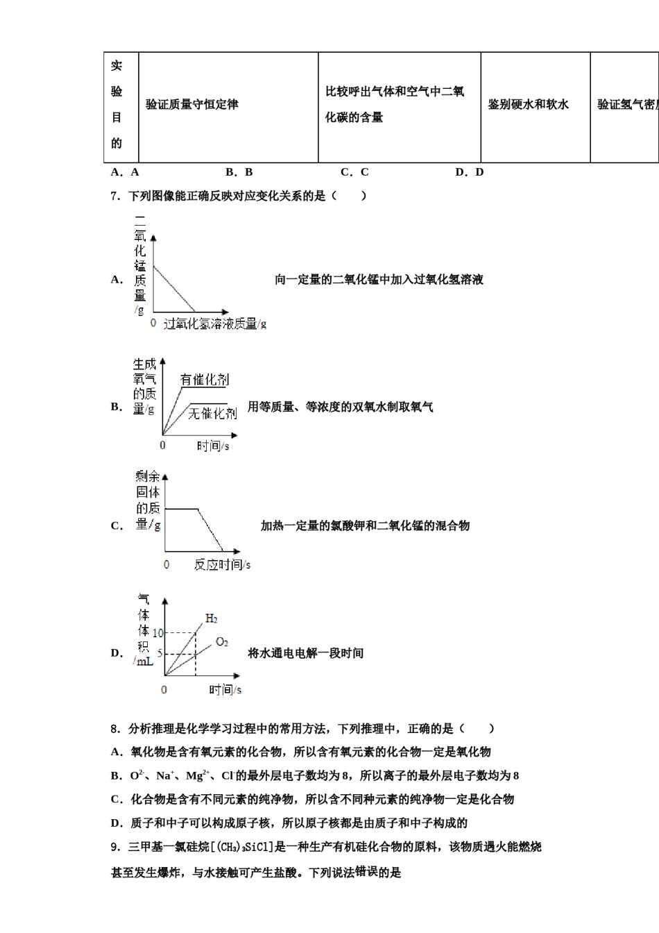 2023-2024学年福建省厦门市部分学校化学九年级第一学期期中联考模拟试题含解析.doc_第3页