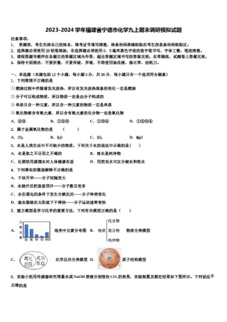2023-2024学年福建省宁德市化学九上期末调研模拟试题含解析.doc