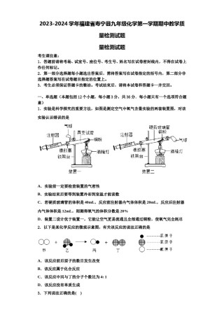 2023-2024学年福建省寿宁县九年级化学第一学期期中教学质量检测试题含解析.doc