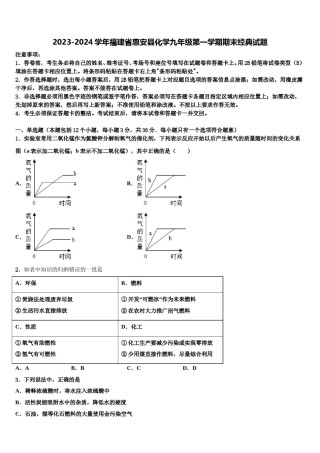 2023-2024学年福建省惠安县化学九年级第一学期期末经典试题含解析.doc
