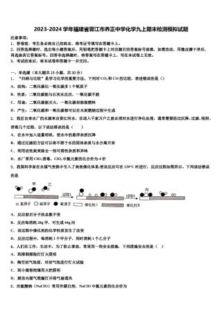 2023-2024学年福建省晋江市养正中学化学九上期末检测模拟试题含解析.doc
