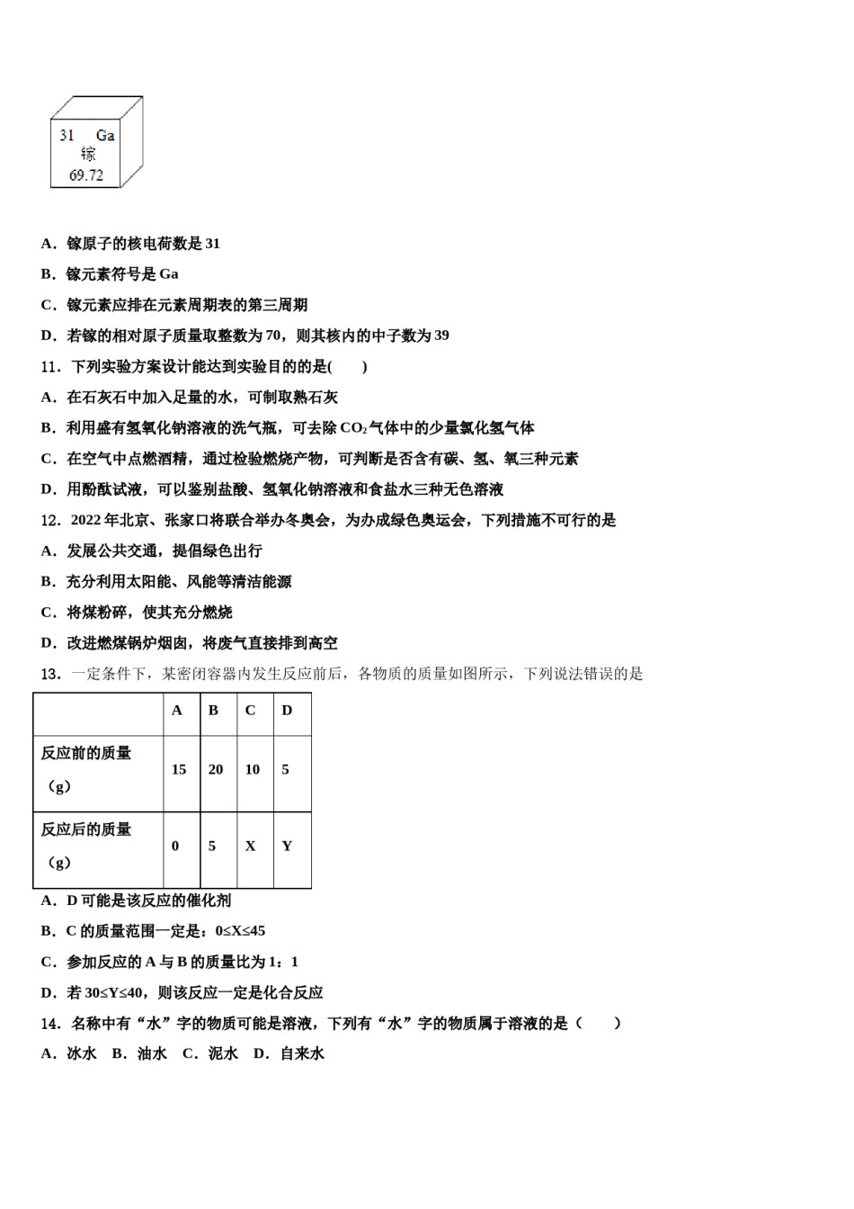 2023-2024学年福建省泉山市台商投资区化学九上期末经典模拟试题含解析.doc_第3页