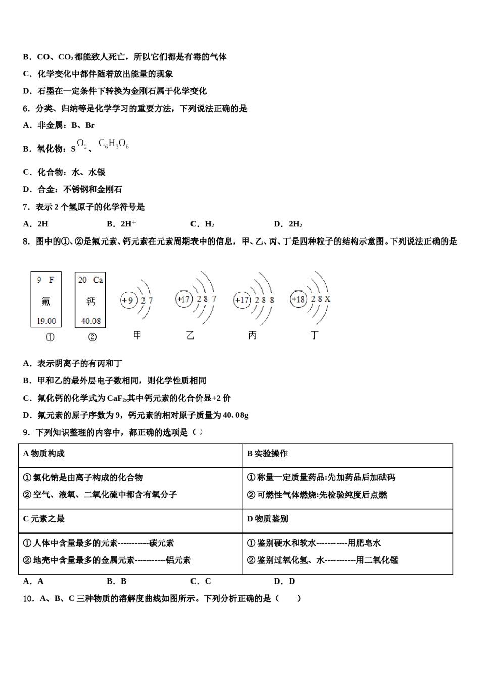 2023-2024学年福建省泉州台商投资区五校联考化学九年级第一学期期末学业水平测试模拟试题含解析.doc_第2页