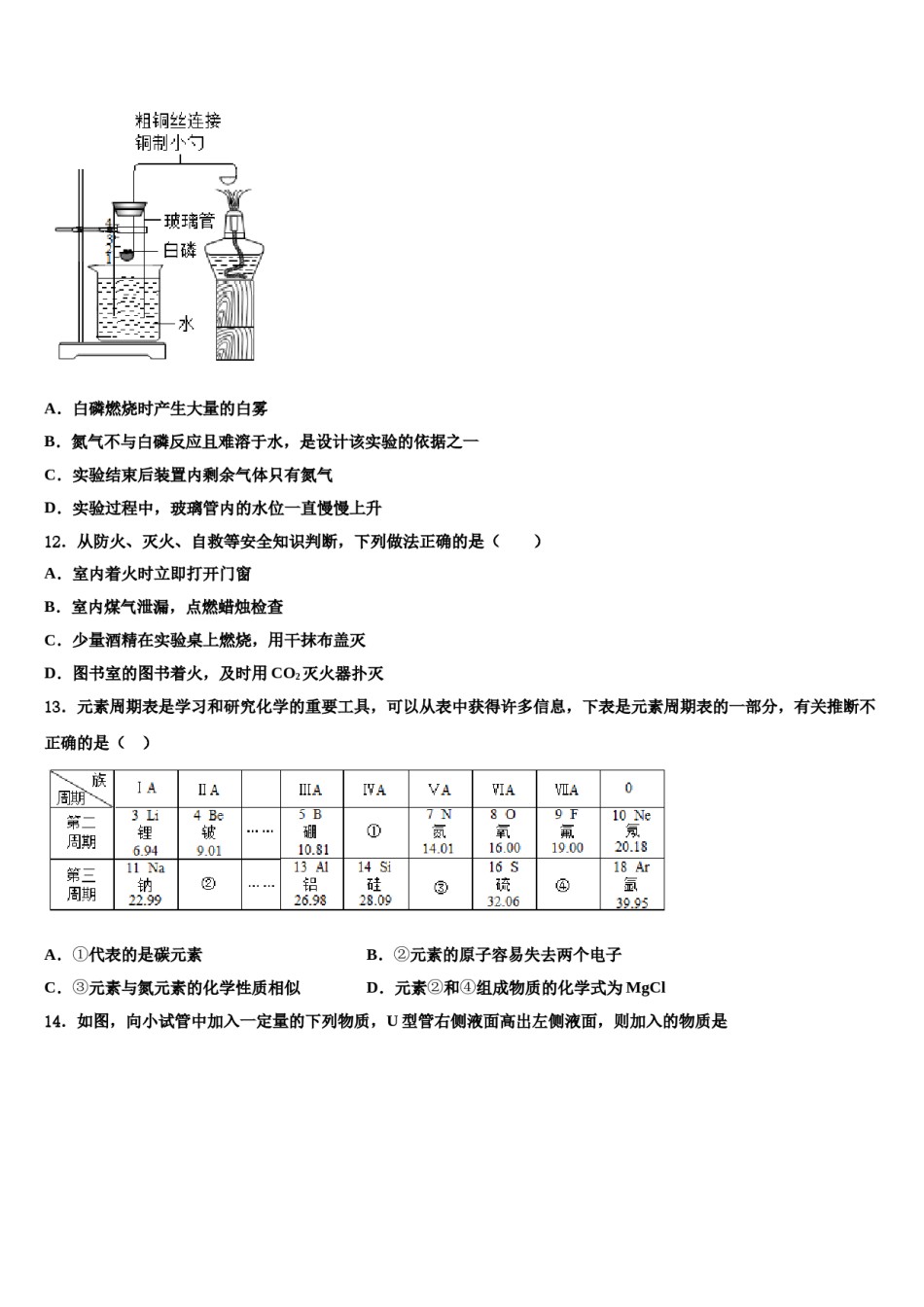2023-2024学年福建省泉州市永春第二中学化学九上期末学业质量监测模拟试题含解析.doc_第3页