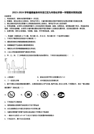 2023-2024学年福建省泉州市洛江区九年级化学第一学期期末预测试题含解析.doc