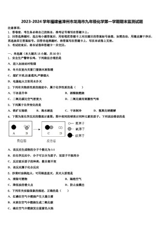 2023-2024学年福建省漳州市龙海市九年级化学第一学期期末监测试题含解析.doc