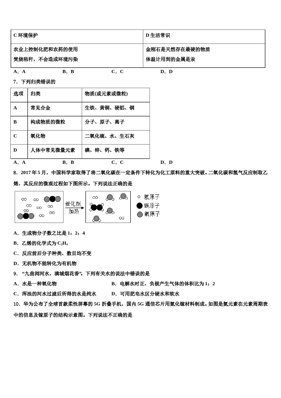 2023-2024学年福建省福州十中学化学九年级第一学期期末学业水平测试模拟试题含解析.doc_第2页