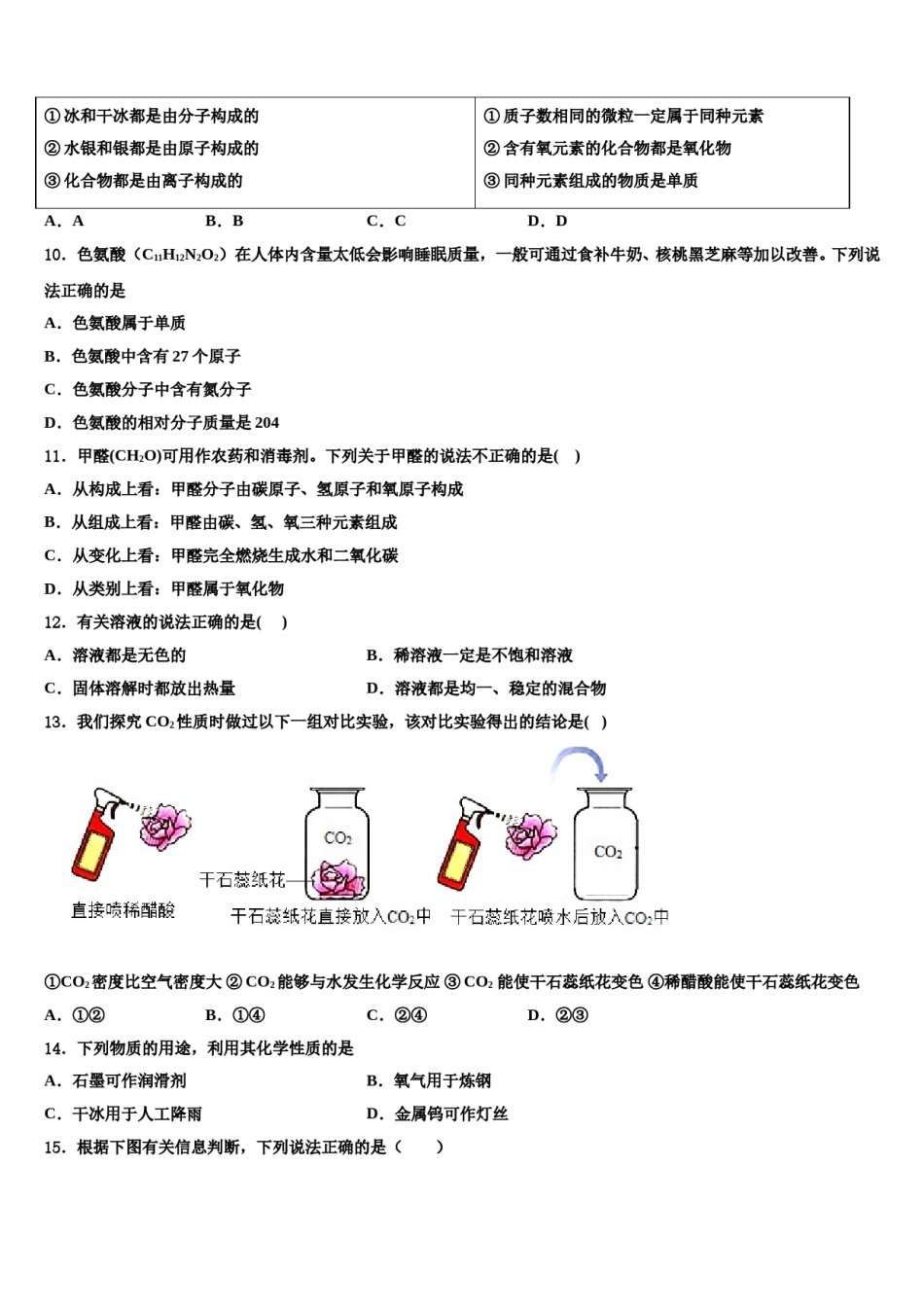 2023-2024学年福建省福州屏东中学化学九年级第一学期期末学业水平测试模拟试题含解析.doc_第3页