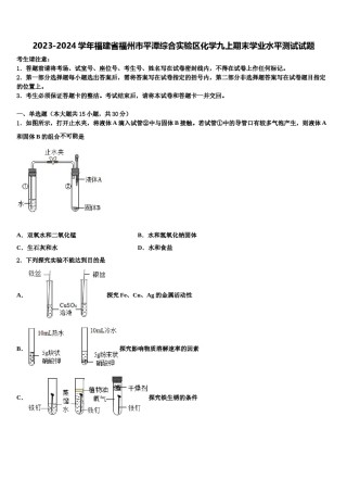 2023-2024学年福建省福州市平潭综合实验区化学九上期末学业水平测试试题含解析.doc