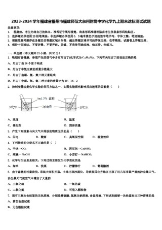 2023-2024学年福建省福州市福建师范大泉州附属中学化学九上期末达标测试试题含解析.doc