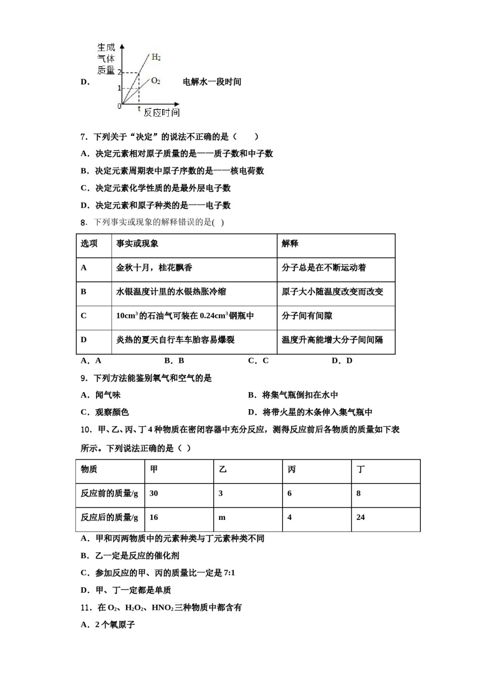 2023-2024学年福建省莆田市擢英中学化学九年级第一学期期中达标检测模拟试题含解析.doc_第3页