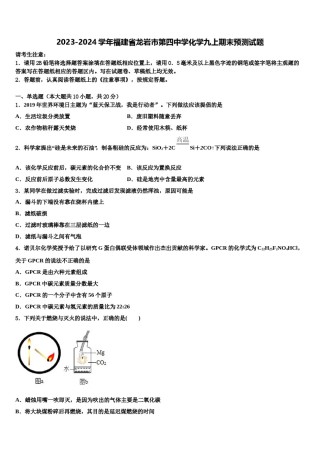 2023-2024学年福建省龙岩市第四中学化学九上期末预测试题含解析.doc