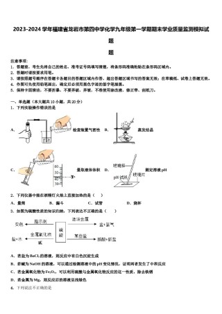 2023-2024学年福建省龙岩市第四中学化学九年级第一学期期末学业质量监测模拟试题含解析.doc