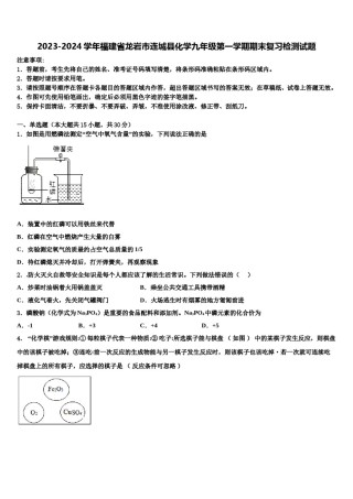 2023-2024学年福建省龙岩市连城县化学九年级第一学期期末复习检测试题含解析.doc