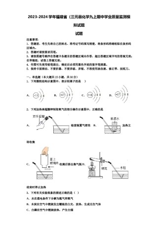 2023-2024学年福建省（三元县化学九上期中学业质量监测模拟试题含解析.doc