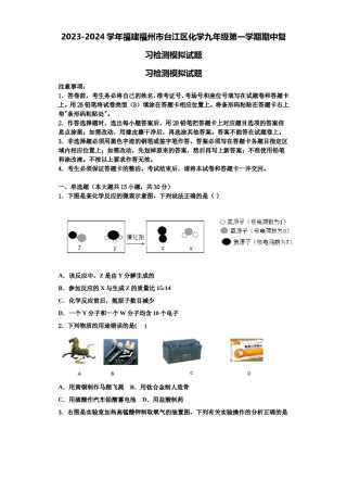 2023-2024学年福建福州市台江区化学九年级第一学期期中复习检测模拟试题含解析.doc