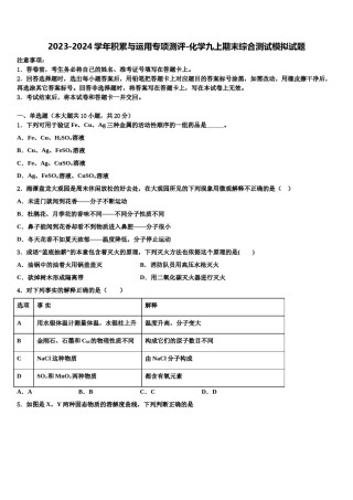 2023-2024学年积累与运用专项测评-化学九上期末综合测试模拟试题含解析.doc