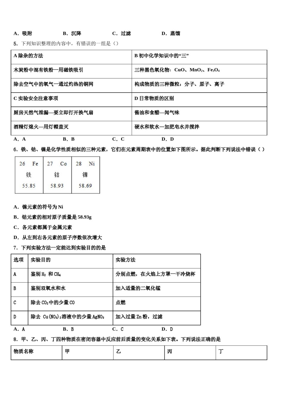 2023-2024学年红河市重点中学化学九年级第一学期期末质量检测试题含解析.doc_第2页