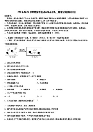2023-2024学年芜湖市重点中学化学九上期末监测模拟试题含解析.doc