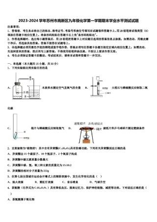2023-2024学年苏州市高新区九年级化学第一学期期末学业水平测试试题含解析.doc