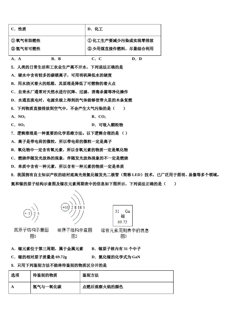 2023-2024学年莆田市重点中学化学九年级第一学期期末检测模拟试题含解析.doc_第2页