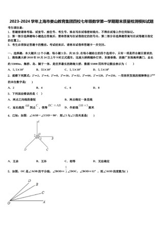 2023-2024学年上海市娄山教育集团四校七年级数学第一学期期末质量检测模拟试题含解析.doc