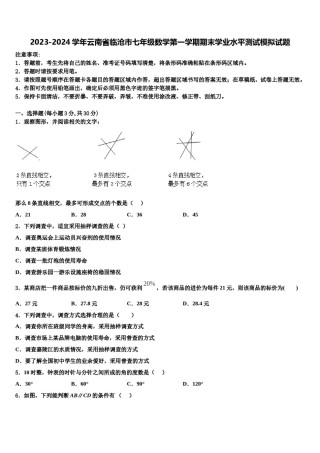 2023-2024学年云南省临沧市七年级数学第一学期期末学业水平测试模拟试题含解析.doc