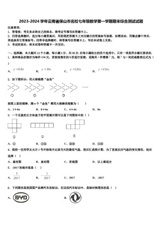 2023-2024学年云南省保山市名校七年级数学第一学期期末综合测试试题含解析.doc