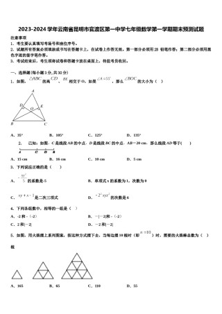 2023-2024学年云南省昆明市官渡区第一中学七年级数学第一学期期末预测试题含解析.doc