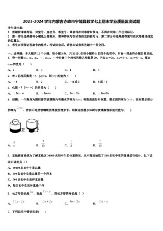 2023-2024学年内蒙古赤峰市宁城县数学七上期末学业质量监测试题含解析.doc