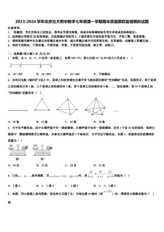 2023-2024学年北京交大附中数学七年级第一学期期末质量跟踪监视模拟试题含解析.doc