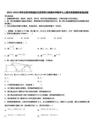 2023-2024学年北京市西城区北京师范大附属中学数学七上期末质量跟踪监视试题含解析.doc