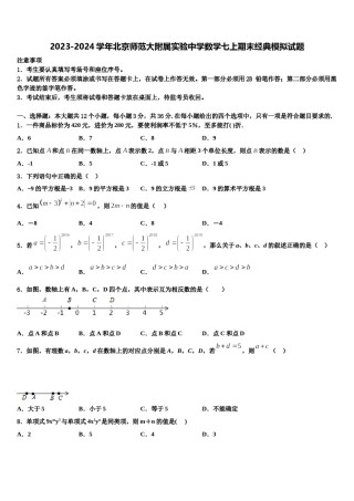 2023-2024学年北京师范大附属实验中学数学七上期末经典模拟试题含解析.doc