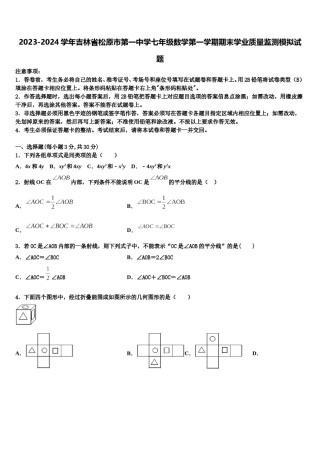 2023-2024学年吉林省松原市第一中学七年级数学第一学期期末学业质量监测模拟试题含解析.doc