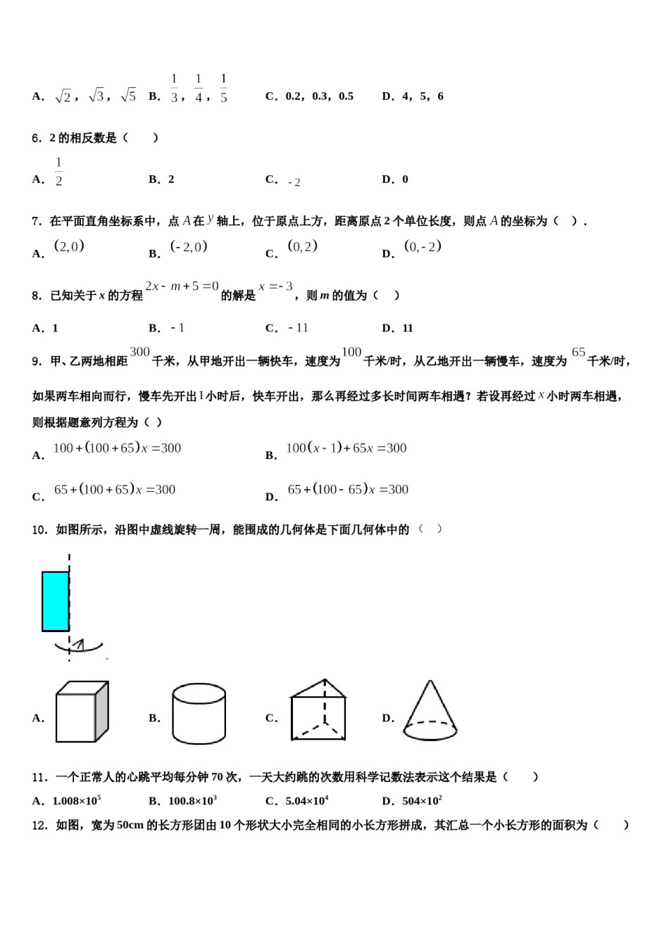 2023-2024学年吉林省长春市东北师大附中(明珠校区)七年级数学第一学期期末学业水平测试试题含解析.doc_第2页