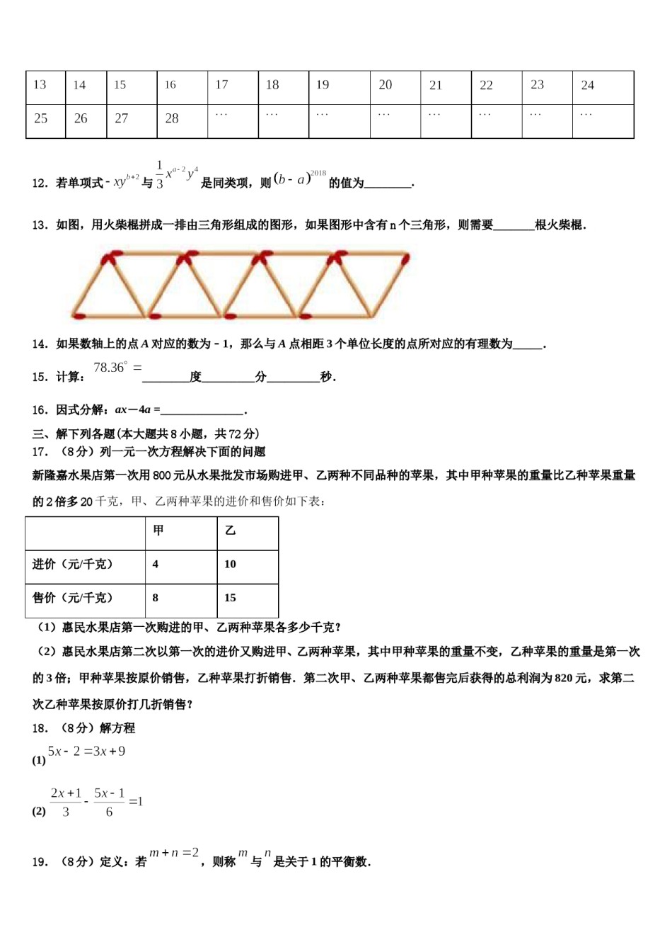 2023-2024学年吉林省长春市第157中学七年级数学第一学期期末学业水平测试模拟试题含解析.doc_第3页