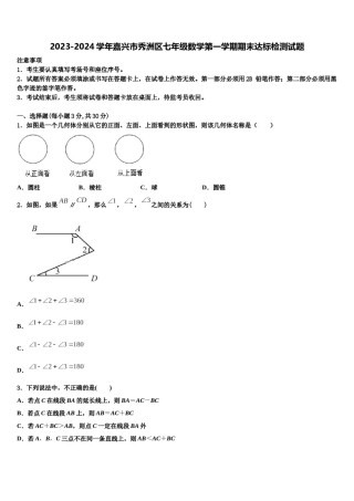 2023-2024学年嘉兴市秀洲区七年级数学第一学期期末达标检测试题含解析.doc