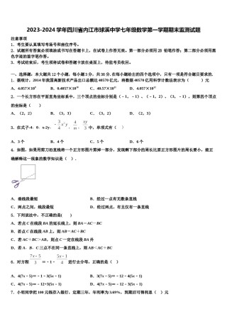 2023-2024学年四川省内江市球溪中学七年级数学第一学期期末监测试题含解析.doc