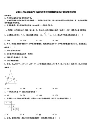2023-2024学年四川省内江市资中学县数学七上期末预测试题含解析.doc