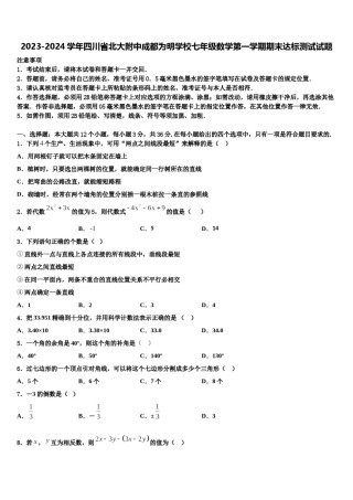2023-2024学年四川省北大附中成都为明学校七年级数学第一学期期末达标测试试题含解析.doc