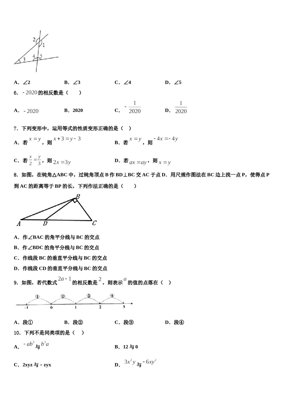 2023-2024学年四川省巴中学市巴中学七年级数学第一学期期末质量跟踪监视试题含解析.doc_第2页
